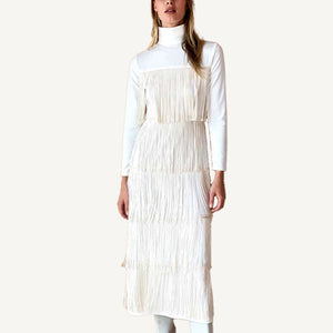 Fringe Midi Dress - Ivory