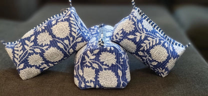 Blue & White Floral Print Cosmetic Bag