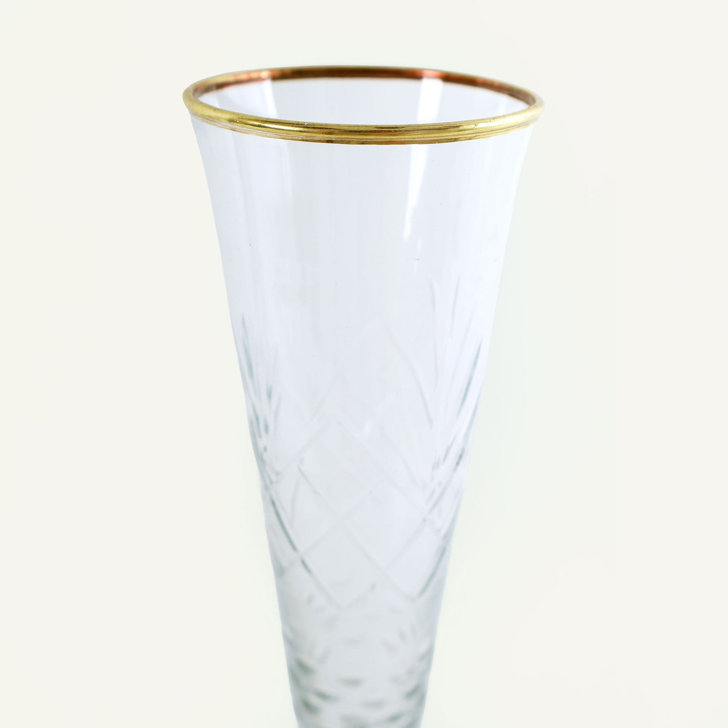 Etched Glass Flute with Gold Rim - Set of 6