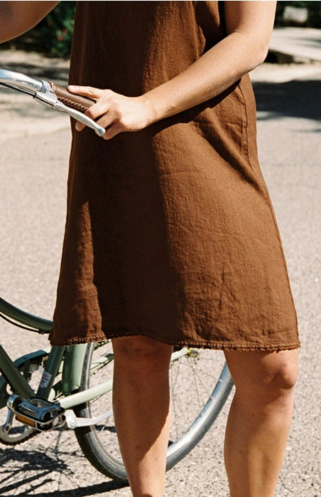 Jardin Linen Dress - Chocolate