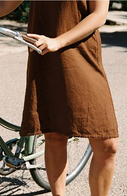 Jardin Linen Dress - Chocolate