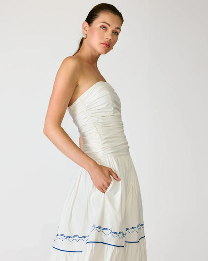 Oia Dress - White/Blue