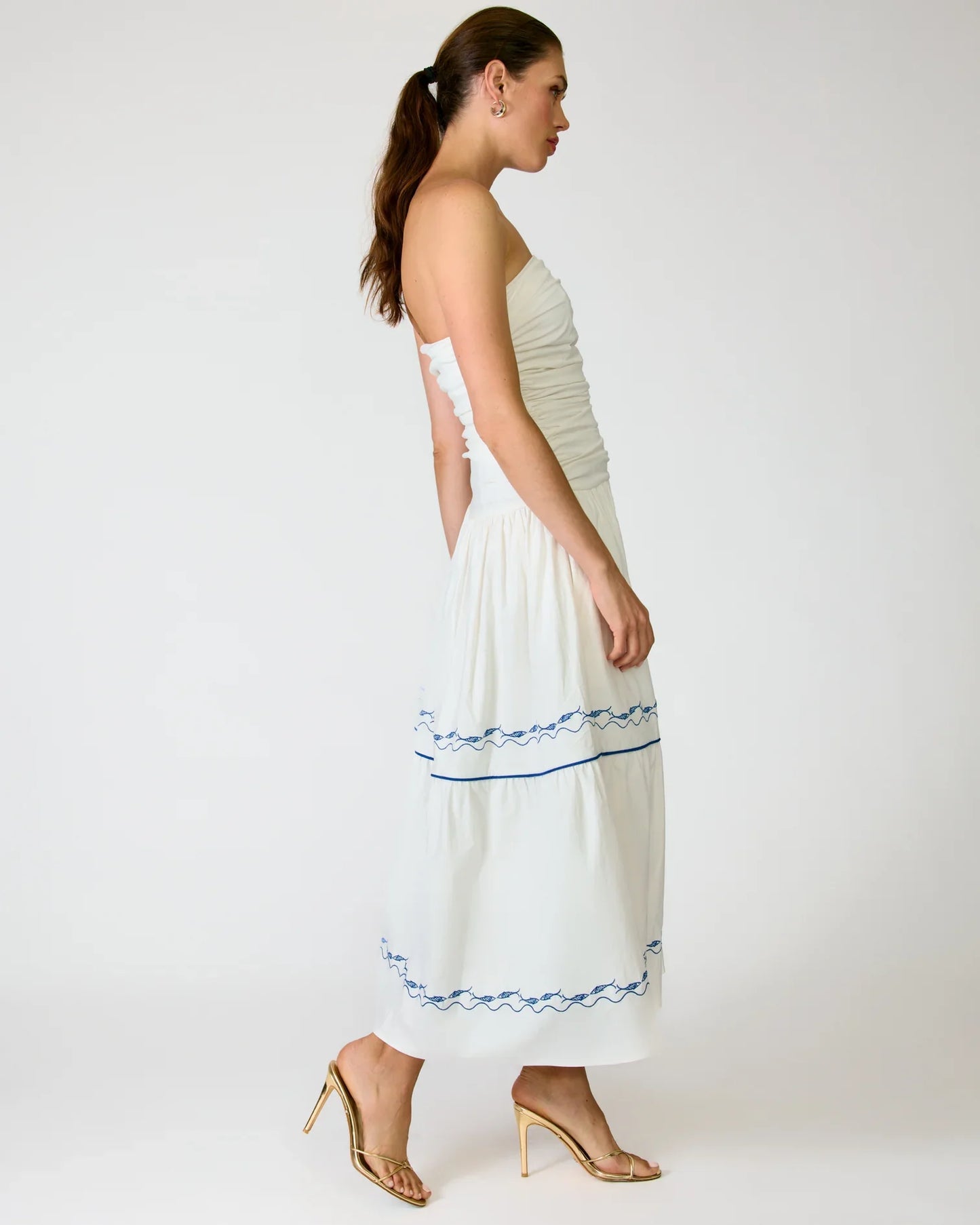 Oia Dress - White/Blue