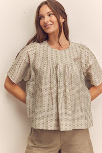 Short Sleeve Pleated Blouse