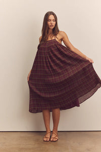 Pleated Knee Cami Dress - Berry