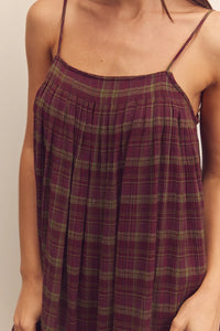 Pleated Knee Cami Dress - Berry
