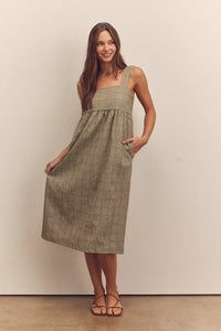 Back Tie Midi Dress - Olive