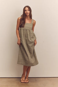 Back Tie Midi Dress - Olive