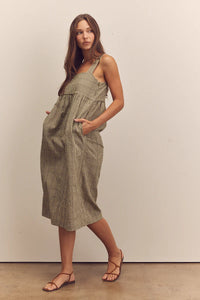 Back Tie Midi Dress - Olive