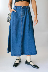 Bonnie Denim Midi Skirt - Washed Blue