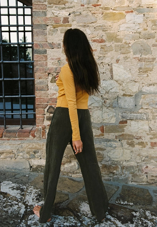 Organic Rib Cardigan - Mustard