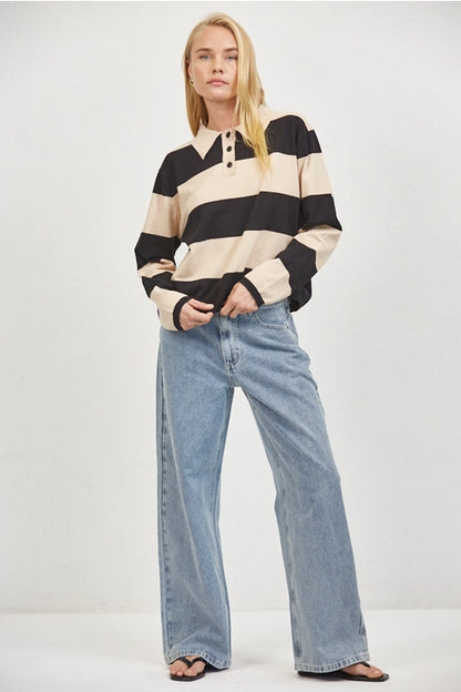 Striped Rugby Shirt - Taupe
