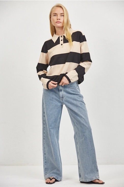Striped Rugby Shirt - Taupe