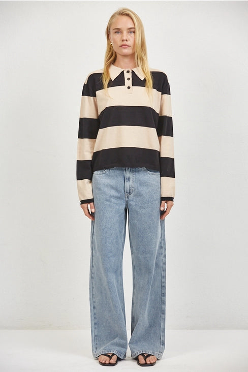 Striped Rugby Shirt - Taupe