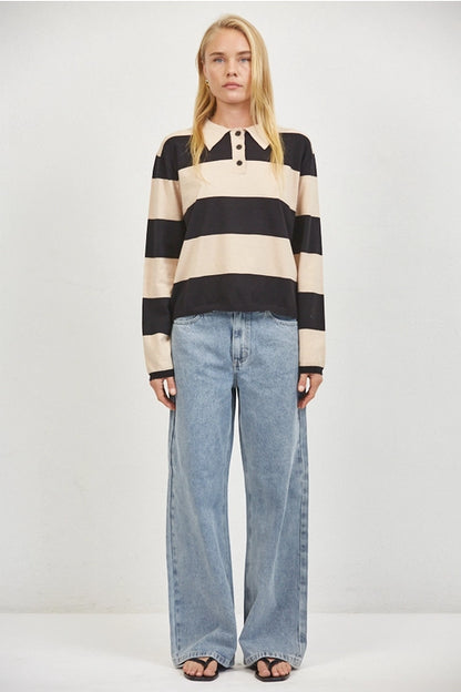 Striped Rugby Shirt - Taupe
