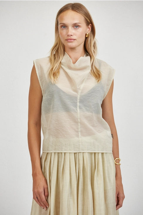 Sheer V-Neck - Taupe