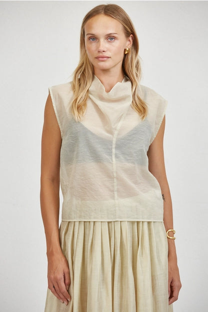 Sheer V-Neck - Taupe