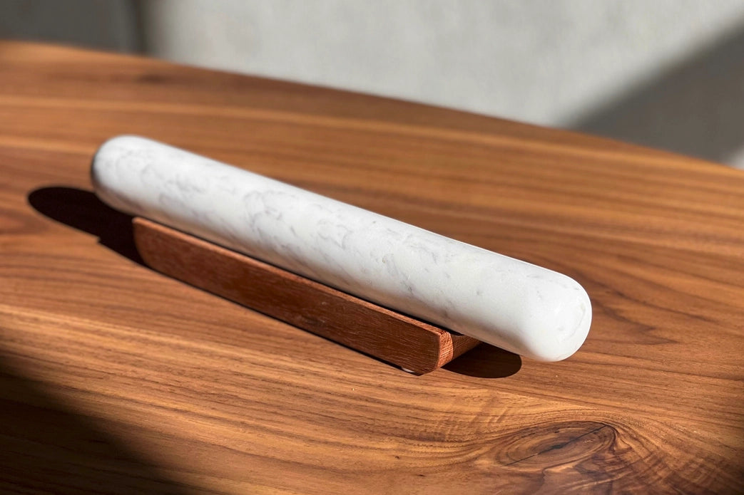 Marble Rolling Pin with Wood Base