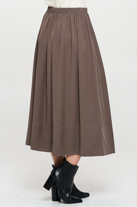 Pleated Midi Skirt - Olive
