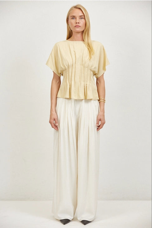 Woven Round Blouse - Butter