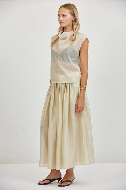 Sheer V-Neck - Taupe