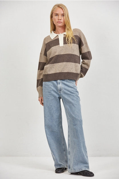 Striped Rugby Shirt - Mocha