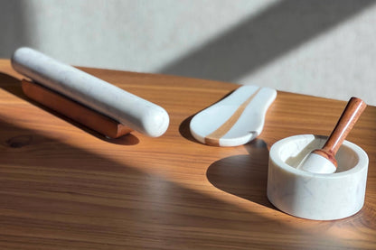 Marble Rolling Pin with Wood Base