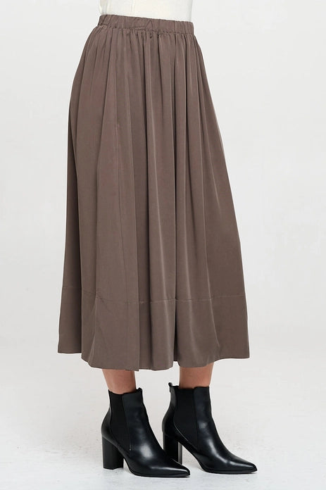 Pleated Midi Skirt - Olive