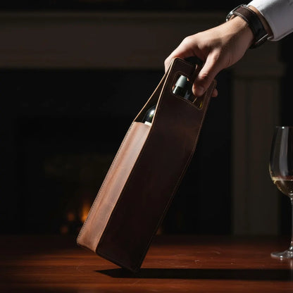 Leather Liquor Carrier Tote