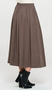 Pleated Midi Skirt - Olive