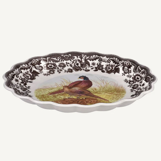 Woodland Oval Fluted Pheasant Dish 14.5in
