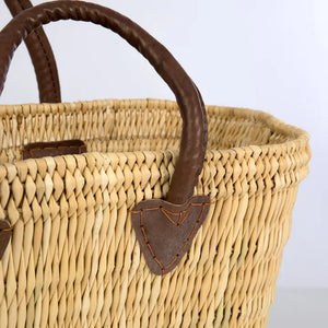 Rect Straw Bag Leather Handle