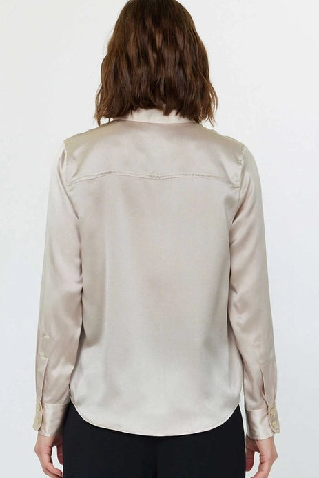 Silk Button Down Blouse - Champagne