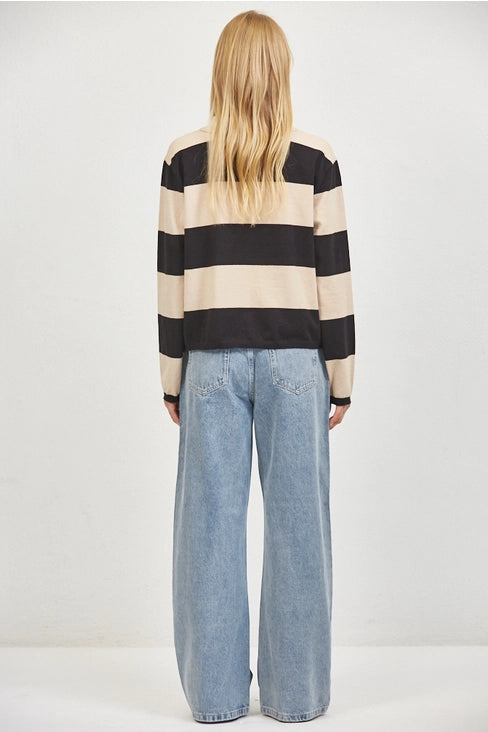 Striped Rugby Shirt - Taupe
