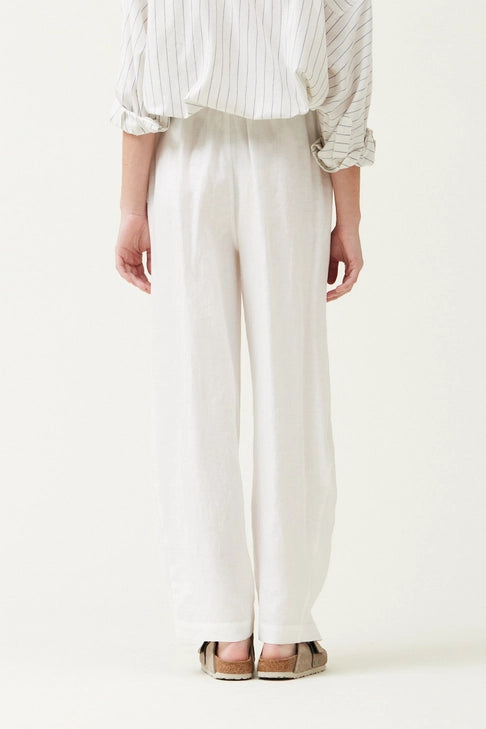 Pleated Inseam Linen Pants - Off White