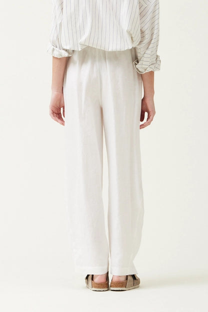 Pleated Inseam Linen Pants - Off White