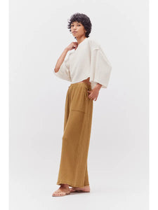 Raw Edge Gauze Pant Br. Olive