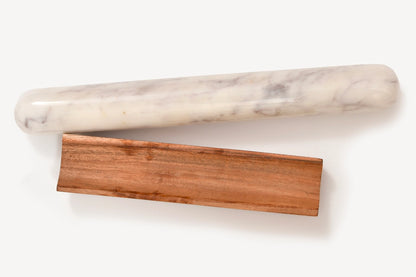 Marble Rolling Pin with Wood Base