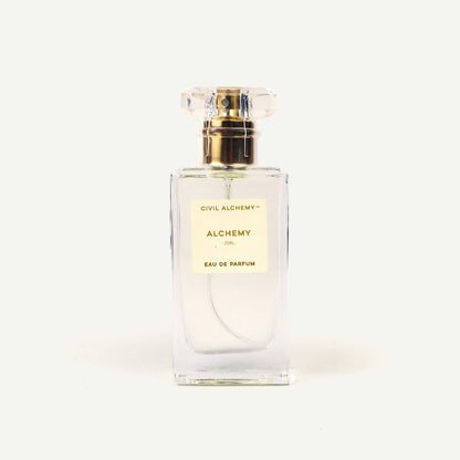 Perfume bottle labeled 'Alchemy' by Civil Alchemy on a white background