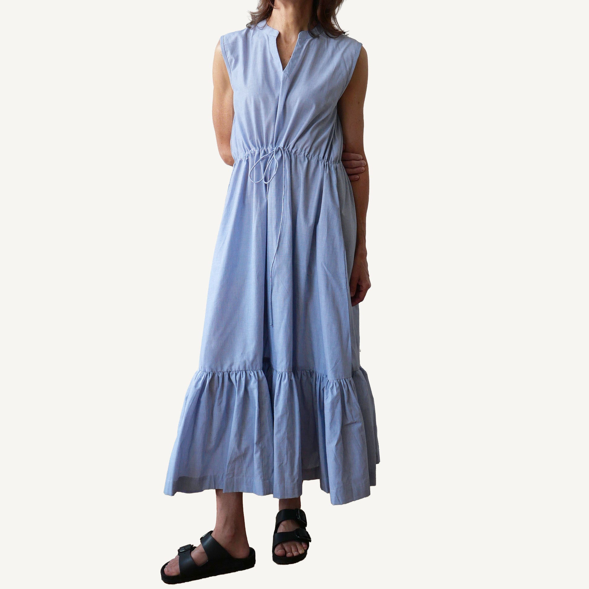 Light blue dress with a white background