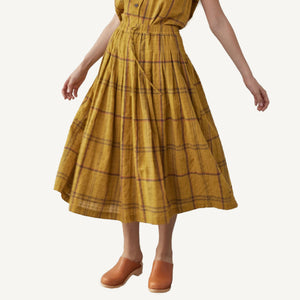 Drawstring Skirt - Mustard Plaid