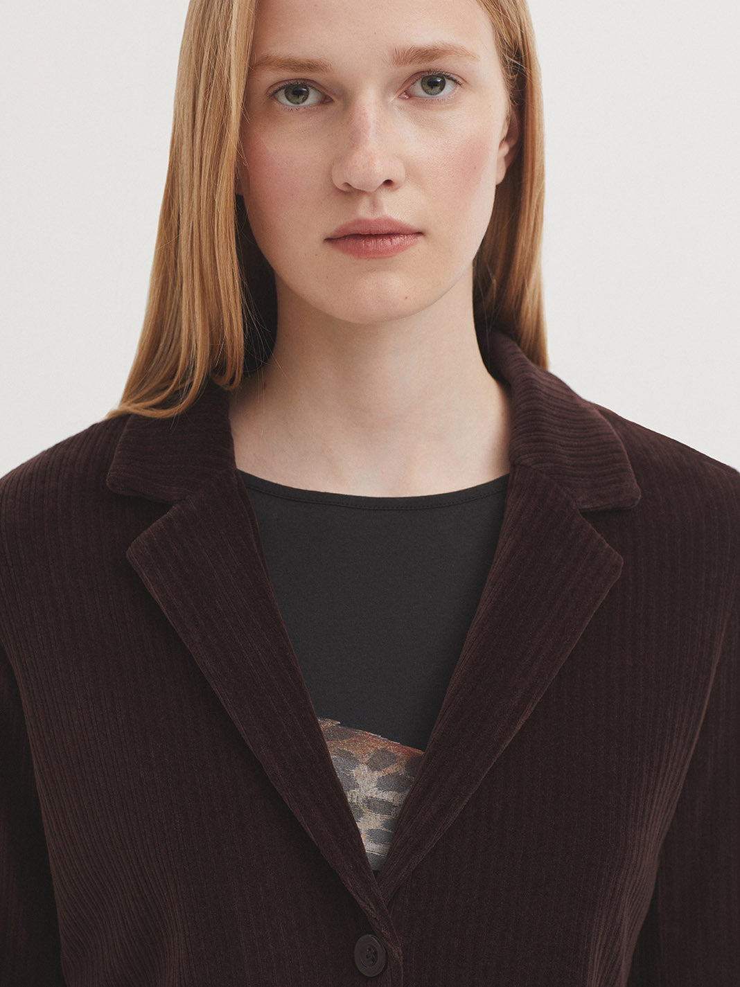 Stretch Corduroy Blazer - Brown