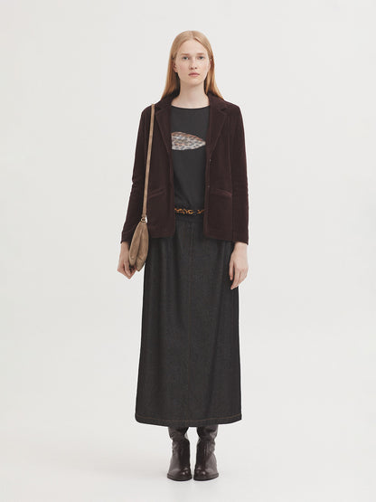 Stretch Corduroy Blazer - Brown