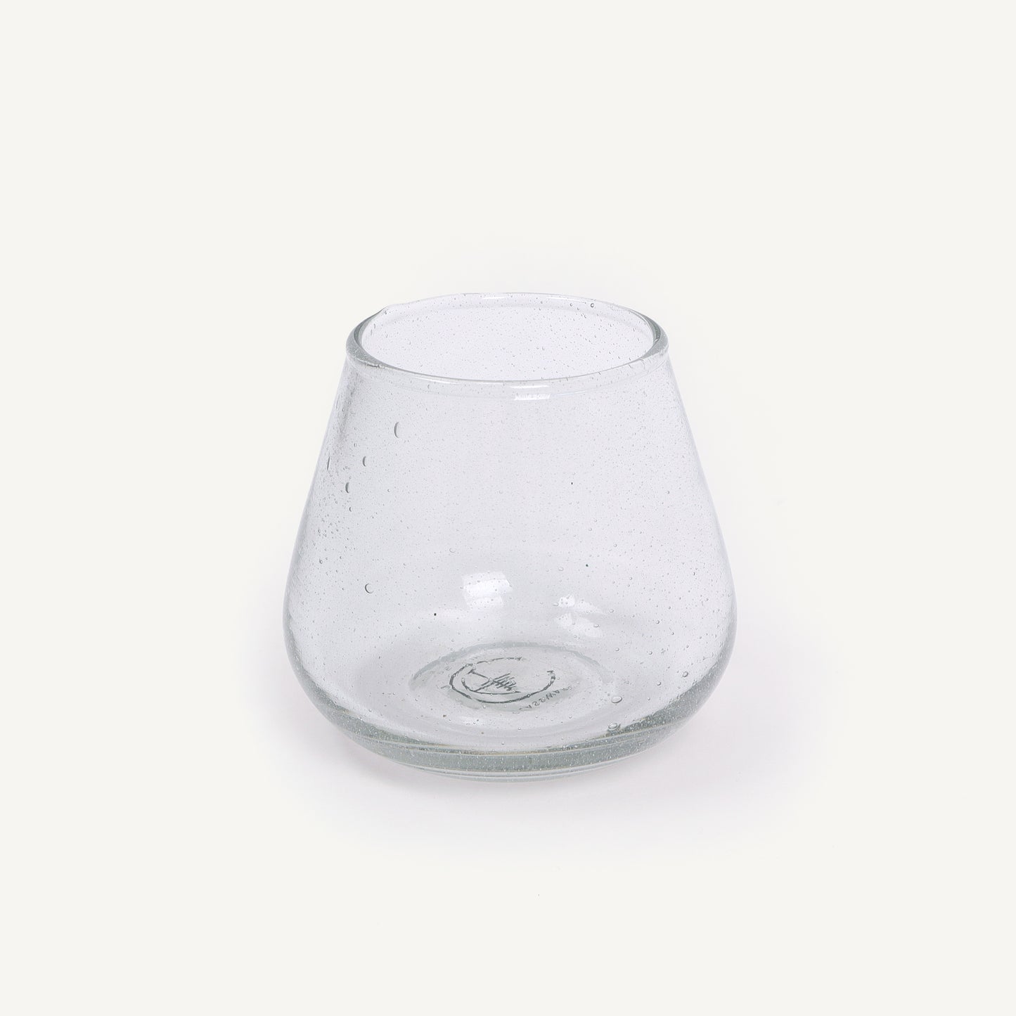 Clear glass vase on a white background