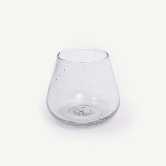 Clear glass vase on a white background
