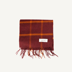 Crimson and Orange Windowpane Cashmere Scarf