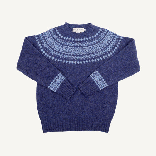 Denim Fairisle Crew Neck Sweater