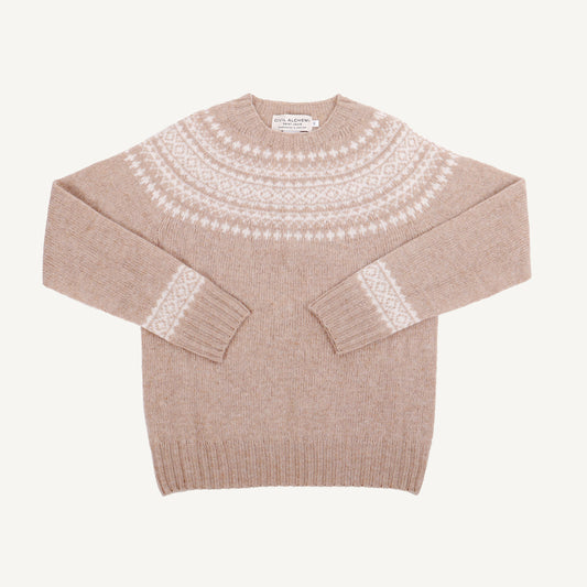 Oatmilk Fair Isle Crew Neck Sweater