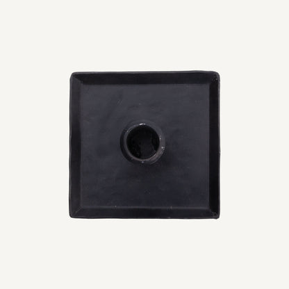 Square Iron Candle holder top view on white background.