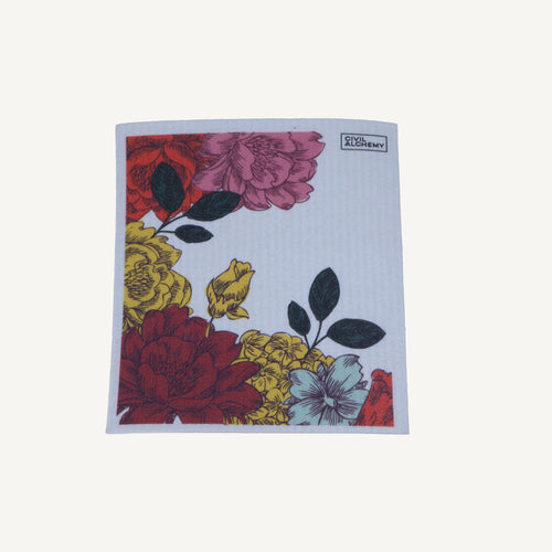 Swedish Dish Cloth - Bright Flowers